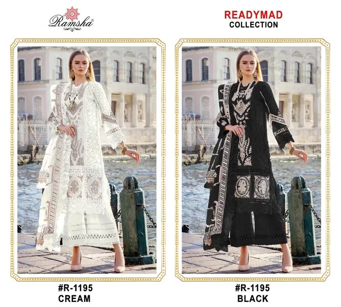 R 1195 nx By Ramsha Embroidery Georgette Pakistani Suits Suppliers In India